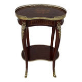 Mesa Lateral Feijao Rim Madeira Nobre Marchetada E Bronze