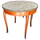 Mesa Lateral Francesa Com Tampo De Mármore Antiga