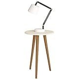 Mesa Lateral Redonda Brilhante Off White
