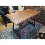 Mesa Maciça De Escritório Antiga Com Cadeira 120x80x65