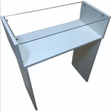 Mesa Manicure 60cm C Rodas C Prateleira De Vidro 60cm