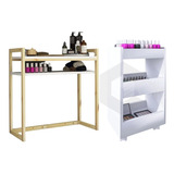Mesa Manicure Aparador C carrinho Aux organizador Estetico