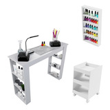 Mesa Manicure C Carrinho Aux E Expositor 100 Mdf Promoção