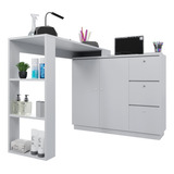 Mesa Manicure C Gavetas Portas 100 Mdf Branco
