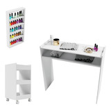Mesa Manicure Carrinho Aux Expositor 100 Mdf Promção