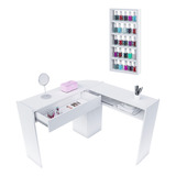 Mesa Manicure L Nail Resistente Expositor Esmaltes Brinde