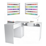 Mesa Manicure L Sugnails Sugador Embutido Gaveta Brindes Top