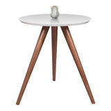 Mesa Mesinha De Canto Lateral Laqueada Com Vidro Pé Palito