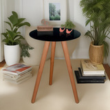 Mesa Mesinha De Canto Ou Lateral Tripé Laqueada Com Vidro