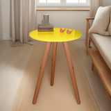 Mesa Mesinha De Canto Ou Lateral Tripé Laqueada Com Vidro