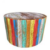Mesa Mesinha De Centro Redonda Madeira Demolição Rústica