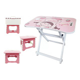 Mesa Mesinha Didatica Infantil 1 Banquinho Dobravel Crianças Cor Branco