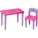 Mesa Mesinha Infantil Com Cadeira Rosa