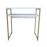 Mesa Mesinha Manicure Estilo Industrial Tampo De MDF E Pés De Ferro Dourado