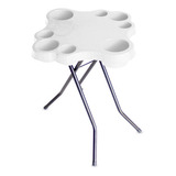 Mesa Mesinha Petisqueira Dobrável Portátil Cerveja Churrasco Cor Branco