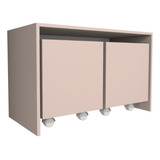 Mesa Organizadora Brinquedo Infantil 2 Baús Rosa 100 Mdf