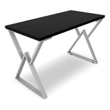 Mesa P Escritório Jantar Gamer Omega 1 20x0 60 Em Aço Cor Prata preto