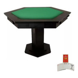 Mesa P Poker Carteado Sextavada Mdf Preta Brinde Baralho