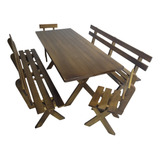 Mesa Para Churrasco Conjunto Madeira Maciça 1 Mesa 4 Bancos
