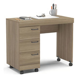 Mesa Para Computador 3 Gavetas Osaka Castanho Politorno Cor Marrom
