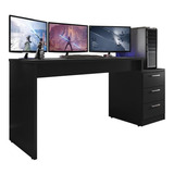 Mesa Para Computador Desk Gamer Drx 5000 Preto Pr Móveis