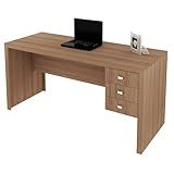 Mesa Para Escritório 155Cm Com 3 Gavetas 4113 Tecno Mobili Amêndoa