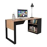 Mesa Para Escritório Com Armário 160cm Multimóveis Cr25264 Amêndoa Preto