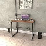 Mesa Para Escritório Office Estilo Industrial 0 90m Kuadra Nogal Est Preta Compace