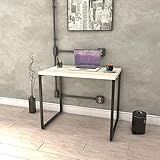 Mesa Para Escritório Office Estilo Industrial 0 90m Kuadra Snow Est Preta Compace