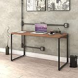 Mesa Para Escritório Office Estilo Industrial 1 35m Compace Kuadra Nogal Est Preta