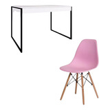 Mesa Para Notebook cadeira Charles Eames Wood Design Rosa