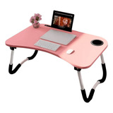 Mesa Para Notebook Portátil Dobrável Articulada Mdf Suporte Cor Rosa