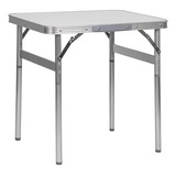 Mesa Pequena Dobrável Camping Alumínio 60x40cm Vira Maleta Cor Prateado