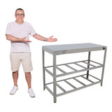 Mesa Pista Quente Aquecida 175x60cm Aço Inox Cozinha