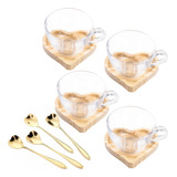 Mesa Posta Café Da Manhã Kit Xícara Pires E Colher 12 Peças