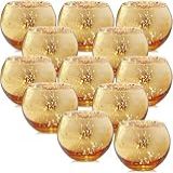Mesa Posta E Festa Vela Decorativa- Castiçal Porta Vela- Castiçal- Copo Redondo De Vela Dourado 12 Peças- Dar Um Presente- Aconchegante E Romântico
