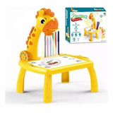 Mesa Projetora Desenho Infantil Lousa Mágica Com Desenhos Girafa Amarela Brinquedo Educativo Brinquedo Sensorial