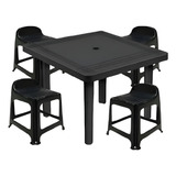 Mesa Quadrada Desmontável Com 4 Banquetas Com Encosto