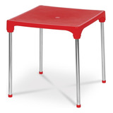 Mesa Quadrada Desmontável Vermelha 70x70x72 Cm Niquelart 