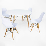 Mesa Redonda 120cm 4 Cadeiras Charles Eames Eiffel Wood