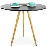 Mesa Redonda Preto MDF 70cm Retrô Cozinha Pés Palito Bistro Eames