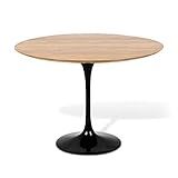 Mesa Saarinen Tulipa Jantar Madeira Freijo Redonda 90cm Preta