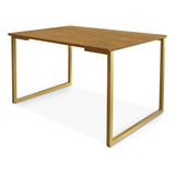 Mesa Sala De Jantar Steel Estilo Industrial Em Aço 120x80cm Cor Da Tampa Dourado naturale
