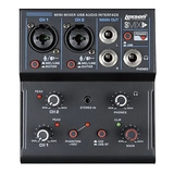Mesa Som Lexsen 2 Canais Go Mix 2 Interface Audio Usb Vídeo