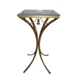 Mesa Telefone Ferro 30cm Com Vidro Cor Ouro ouro Velho