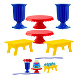 Mesinha Bandeja Decorativa Vaso Taça Boleira 6 Peças