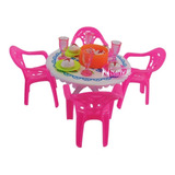 Mesinha Bonecas Kit Com 4 Cadeiras Mesa Serve Lol Polly Pock