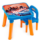 Mesinha De Atividades Infantil C Cadeira Hot Whells Fun Cor Azul