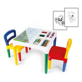 Mesinha Didática Infantil Mesa 2 Cadeiras Adesivos Brinde