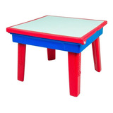 Mesinha E Lousa Infantil Dobrável 2 Em 1 De Plástico Freso Cor Azul Vermelho E Branco